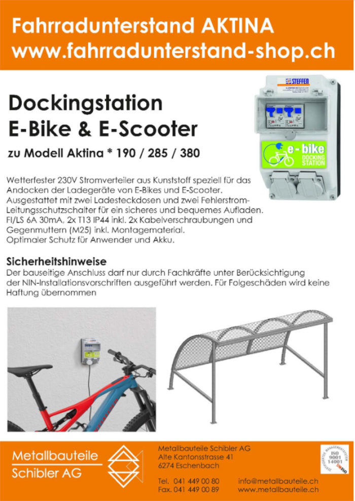 Dockingstation für E-Bikes und Scooter für Fahrradunterstand